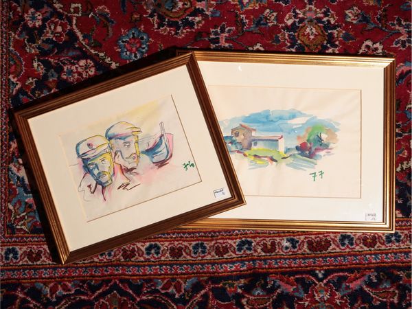 Lotto di bozzetti e grafica  - Asta Un'antica dimora marchigiana: Arredi antichi e Arte contemporanea - Associazione Nazionale - Case d'Asta italiane