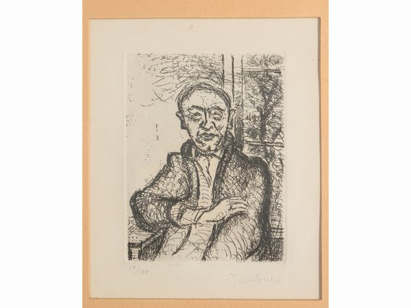 Orfeo Tamburi : Parigi - Ritratto di uomo  - Asta Un'antica dimora marchigiana: Arredi antichi e Arte contemporanea - Associazione Nazionale - Case d'Asta italiane