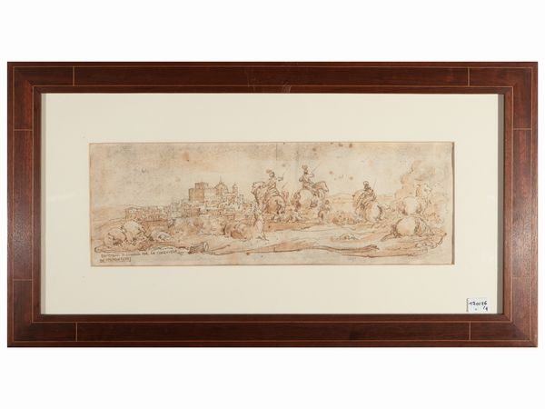 Scuola romana del XVII/XVIII secolo : Scene di battaglia  - Asta Un'antica dimora marchigiana: Arredi antichi e Arte contemporanea - Associazione Nazionale - Case d'Asta italiane