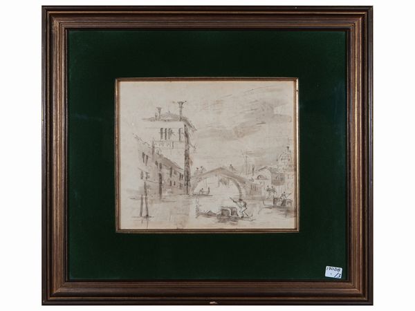 Scuola veneta del XIX secolo : Scorci veneziani  - Asta Un'antica dimora marchigiana: Arredi antichi e Arte contemporanea - Associazione Nazionale - Case d'Asta italiane