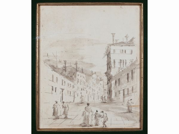 Scuola veneta del XIX secolo : Scorci veneziani  - Asta Un'antica dimora marchigiana: Arredi antichi e Arte contemporanea - Associazione Nazionale - Case d'Asta italiane