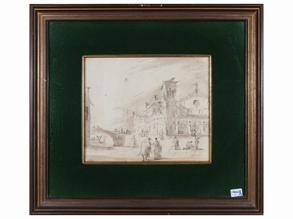 Scuola veneta del XIX secolo : Scorci veneziani  - Asta Un'antica dimora marchigiana: Arredi antichi e Arte contemporanea - Associazione Nazionale - Case d'Asta italiane