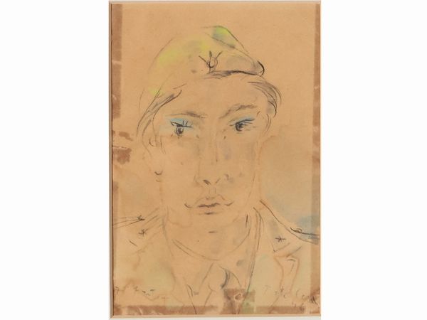 Filippo de Pisis : Soldato 1946  - Asta Un'antica dimora marchigiana: Arredi antichi e Arte contemporanea - Associazione Nazionale - Case d'Asta italiane