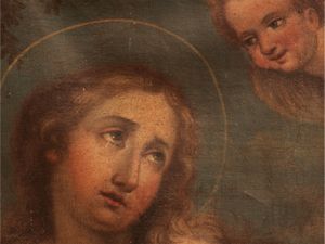 Scuola francese del XVIII secolo : Maddalena penitente  - Asta Un'antica dimora marchigiana: Arredi antichi e Arte contemporanea - Associazione Nazionale - Case d'Asta italiane