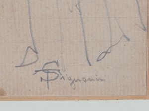 Telemaco Signorini : Processione  - Asta Un'antica dimora marchigiana: Arredi antichi e Arte contemporanea - Associazione Nazionale - Case d'Asta italiane