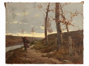 Tommaso Dal Pozzo - Paesaggio campestre con contadina