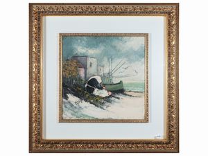 Mario Lupo - Donna seduta in spiaggia 1978