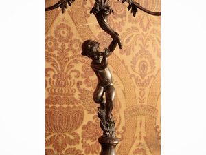 Coppia di candelabri in argento  - Asta Un'antica dimora marchigiana: Arredi antichi e Arte contemporanea - Associazione Nazionale - Case d'Asta italiane