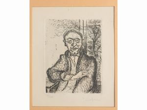 Orfeo Tamburi : Parigi - Ritratto di uomo  - Asta Un'antica dimora marchigiana: Arredi antichi e Arte contemporanea - Associazione Nazionale - Case d'Asta italiane