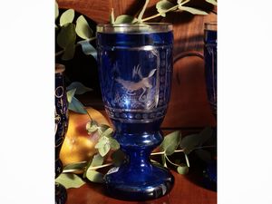 Quattro calici in cristallo doppio di Boemia  - Asta Un'antica dimora marchigiana: Arredi antichi e Arte contemporanea - Associazione Nazionale - Case d'Asta italiane