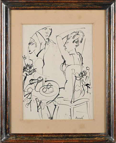 Marcello Avenali : Donne al tavolino  - Asta Arte Moderna e Contemporanea - Associazione Nazionale - Case d'Asta italiane