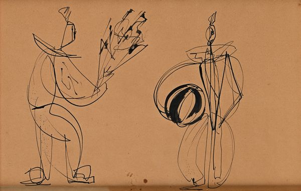 Giovanni Stradone : Giocolieri con fiori e palla  - Asta Arte Moderna e Contemporanea - Associazione Nazionale - Case d'Asta italiane