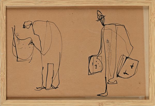 Giovanni Stradone : Uomini con valige e giornali  - Asta Arte Moderna e Contemporanea - Associazione Nazionale - Case d'Asta italiane