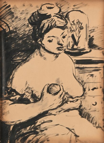 Domenico Purificato : Ritratto di donna con frutto in mano  - Asta Arte Moderna e Contemporanea - Associazione Nazionale - Case d'Asta italiane