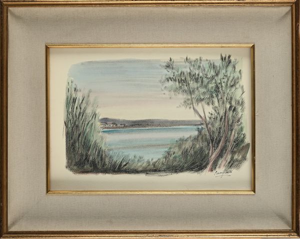 Domenico Purificato : Marina con alberi  - Asta Arte Moderna e Contemporanea - Associazione Nazionale - Case d'Asta italiane