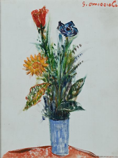 Giovanni Omiccioli : Vaso di fiori su fondo bianco  - Asta Arte Moderna e Contemporanea - Associazione Nazionale - Case d'Asta italiane