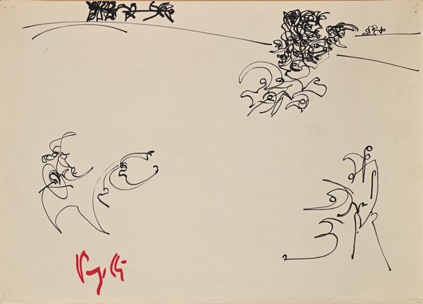 Antonio Vangelli : Astratto con figure  - Asta Arte Moderna e Contemporanea - Associazione Nazionale - Case d'Asta italiane