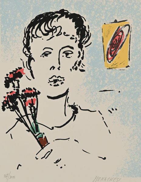 Sante Monachesi : Ritratto di uomo con mazzo di fiori  - Asta Arte Moderna e Contemporanea - Associazione Nazionale - Case d'Asta italiane