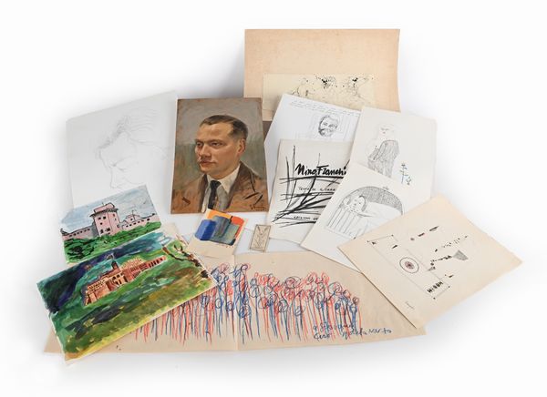 Lotto di 11 disegni e un dipinto su tavola di autori anonimi e vari tra cui Nino Franchina  - Asta Arte Moderna e Contemporanea - Associazione Nazionale - Case d'Asta italiane