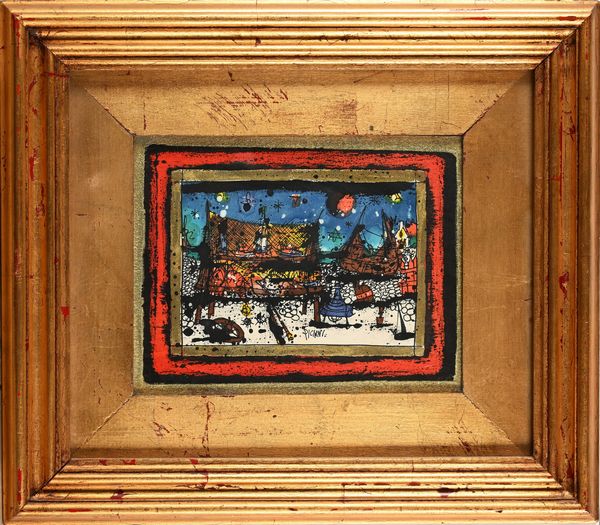 Gennaro Picinni : Paesaggio nordico con cielo stellato e palafitta  - Asta Arte Moderna e Contemporanea - Associazione Nazionale - Case d'Asta italiane