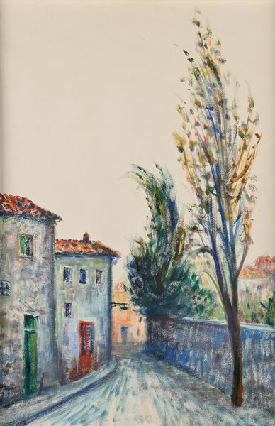Giovanni Omiccioli : Strada con case e alberi  - Asta Arte Moderna e Contemporanea - Associazione Nazionale - Case d'Asta italiane