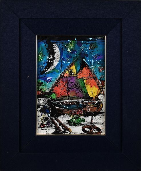 Gennaro Picinni : Notturno con barche  - Asta Arte Moderna e Contemporanea - Associazione Nazionale - Case d'Asta italiane