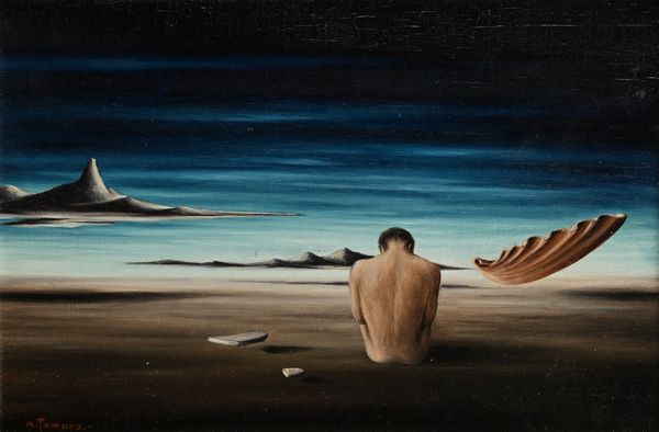 Mario Tamaro : Paesaggio surreale con uomo seduto  - Asta Arte Moderna e Contemporanea - Associazione Nazionale - Case d'Asta italiane