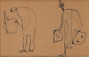 Giovanni Stradone - Uomini con valige e giornali