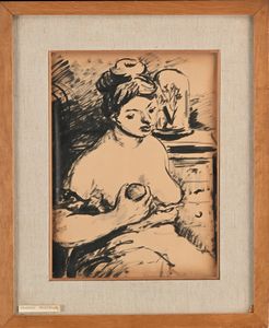 Domenico Purificato : Ritratto di donna con frutto in mano  - Asta Arte Moderna e Contemporanea - Associazione Nazionale - Case d'Asta italiane