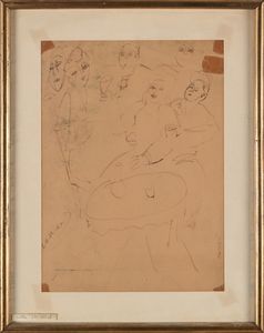 Sante Monachesi : Brindisi al tavolino  - Asta Arte Moderna e Contemporanea - Associazione Nazionale - Case d'Asta italiane