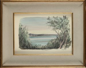 Domenico Purificato : Marina con alberi  - Asta Arte Moderna e Contemporanea - Associazione Nazionale - Case d'Asta italiane