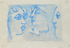 MINO MACCARI : Tre figure  - Asta Arte Moderna e Contemporanea - Associazione Nazionale - Case d'Asta italiane
