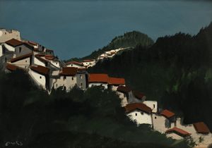 Enotrio Pugliese - Paesaggio silano dipinto su tavola