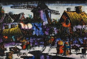 Gennaro Picinni : Paesaggio nordico con mulino  - Asta Arte Moderna e Contemporanea - Associazione Nazionale - Case d'Asta italiane