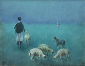 Fernando Troso : Paesaggio con gregge  - Asta Arte Moderna e Contemporanea - Associazione Nazionale - Case d'Asta italiane
