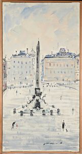 Bruno Mancinotti : La Fontana dei Quattro Fiumi a Piazza Navona  - Asta Arte Moderna e Contemporanea - Associazione Nazionale - Case d'Asta italiane