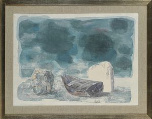 Armando Buratti : Barca sulla spiaggia  - Asta Arte Moderna e Contemporanea - Associazione Nazionale - Case d'Asta italiane