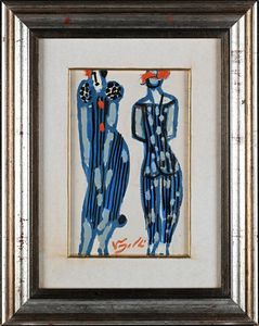 Antonio Vangelli : Due figure  - Asta Arte Moderna e Contemporanea - Associazione Nazionale - Case d'Asta italiane