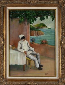 CESARE MONTI : Pulcinella a riposo in veranda  - Asta Arte Moderna e Contemporanea - Associazione Nazionale - Case d'Asta italiane