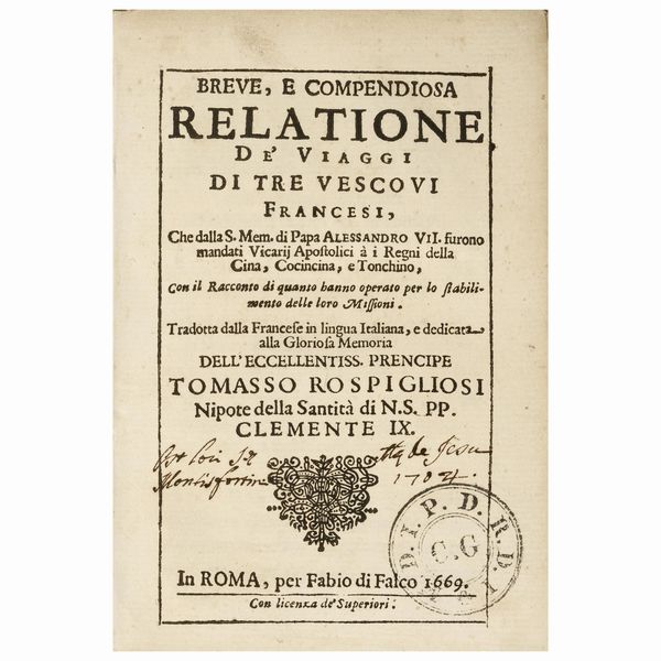 Rara prima edizione italiana di un interessante opera sulle missioni francesi in oriente  - Asta LIBRI, MANOSCRITTI E AUTOGRAFI - Associazione Nazionale - Case d'Asta italiane