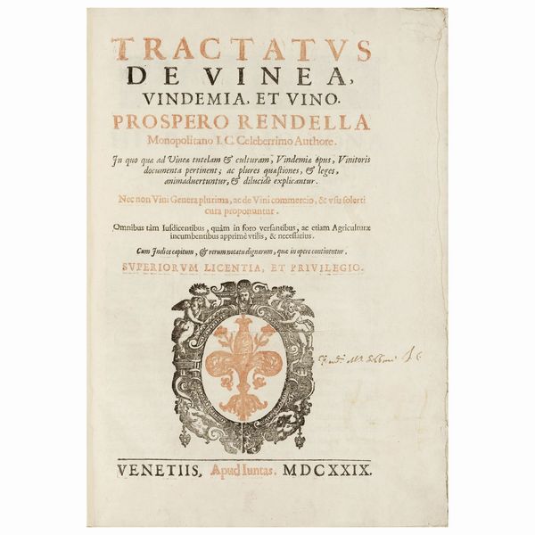 Prima edizione di rara opera sulla viticoltura e il vino nell'Italia meridionale  - Asta LIBRI, MANOSCRITTI E AUTOGRAFI - Associazione Nazionale - Case d'Asta italiane