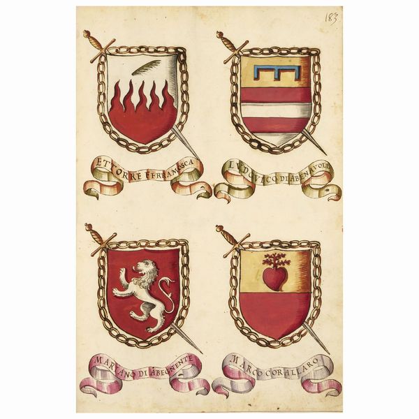 Raro manoscritto araldico sulla cosiddetta “Disfida di Barletta”  - Asta LIBRI, MANOSCRITTI E AUTOGRAFI - Associazione Nazionale - Case d'Asta italiane