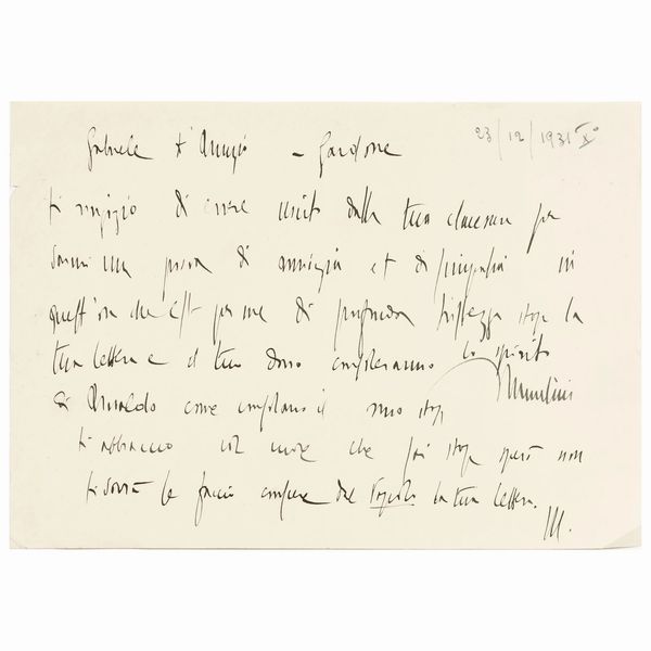 Il Duce e il Vate, una storia di amicizia e ostilità  - Asta LIBRI, MANOSCRITTI E AUTOGRAFI - Associazione Nazionale - Case d'Asta italiane