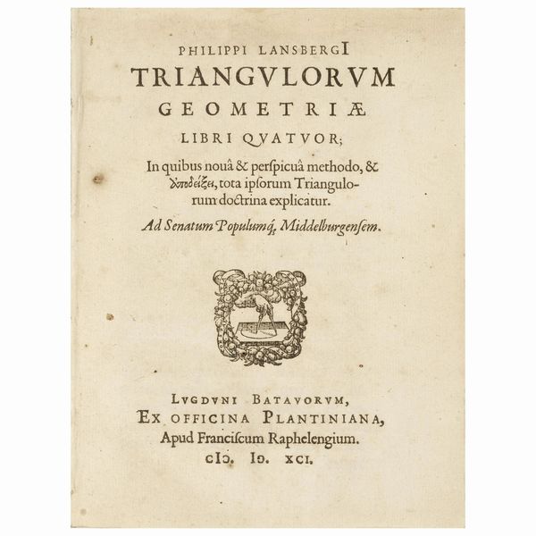 La rara prima edizione di questo trattato influenzato dai lavori di Thomas Finck  - Asta LIBRI, MANOSCRITTI E AUTOGRAFI - Associazione Nazionale - Case d'Asta italiane