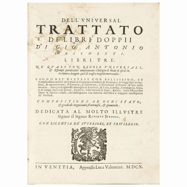 Rarissima prima edizione di importante trattato sulla partita doppia  - Asta LIBRI, MANOSCRITTI E AUTOGRAFI - Associazione Nazionale - Case d'Asta italiane