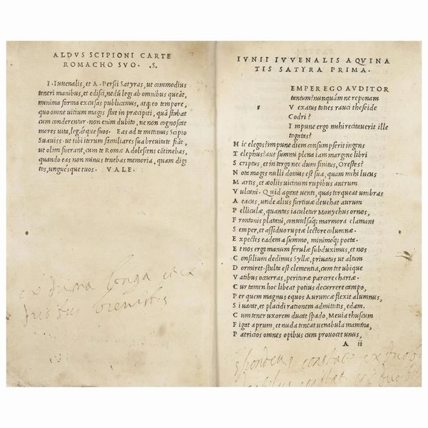 Prima edizione aldina e quarto libro tascabile stampato con il nuovo carattere corsivo  - Asta LIBRI, MANOSCRITTI E AUTOGRAFI - Associazione Nazionale - Case d'Asta italiane