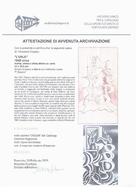 FORTUNATO DEPERO : L'urlo  - Asta Asta di Arte Moderna e Contemporanea - Associazione Nazionale - Case d'Asta italiane