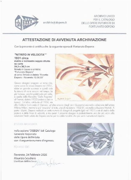 FORTUNATO DEPERO : Nitrito in velocit  - Asta Asta di Arte Moderna e Contemporanea - Associazione Nazionale - Case d'Asta italiane