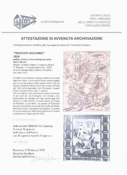 FORTUNATO DEPERO : Frustate gioconde  - Asta Asta di Arte Moderna e Contemporanea - Associazione Nazionale - Case d'Asta italiane