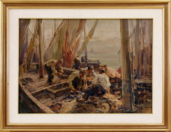 ANGELO BROMBO : Sosta dopo la pesca  - Asta Asta di Arte Moderna e Contemporanea - Associazione Nazionale - Case d'Asta italiane